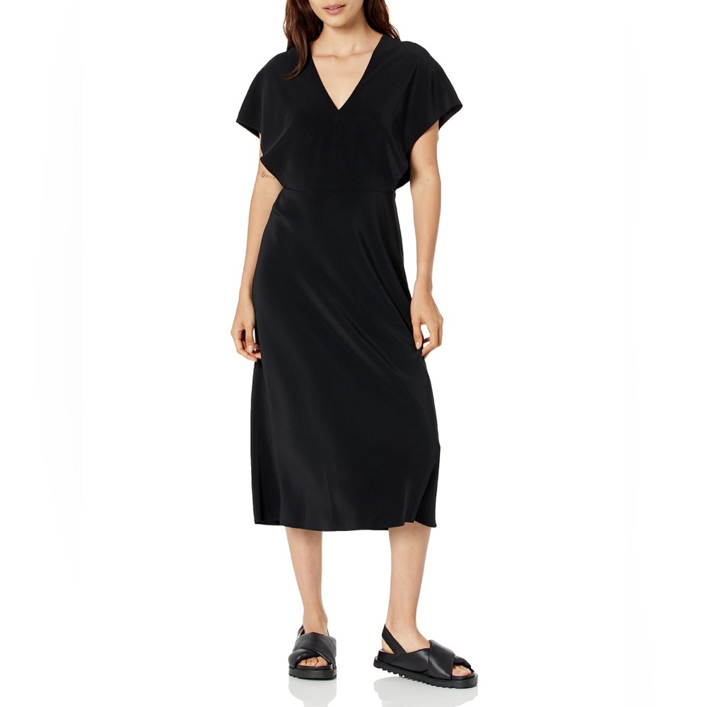 NWT Vince Flutter Sleeve BIAS Dress Black Size 8